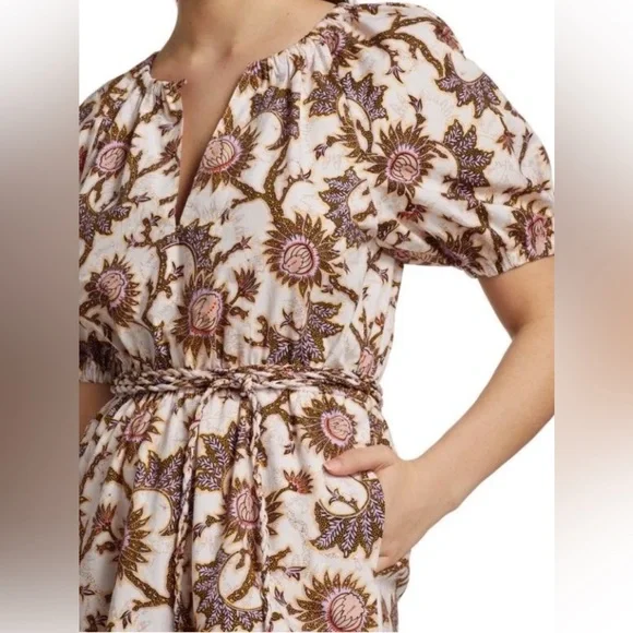 A.L.C. Adelaide Floral Tie Waist Puff Sleeve Mini Dress SZ 10 - Picture 7 of 15